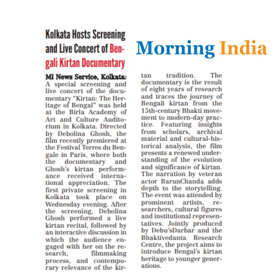 Kolkata Hosts Screening and Live Concert of Ben-gali Kirtan Documentary
